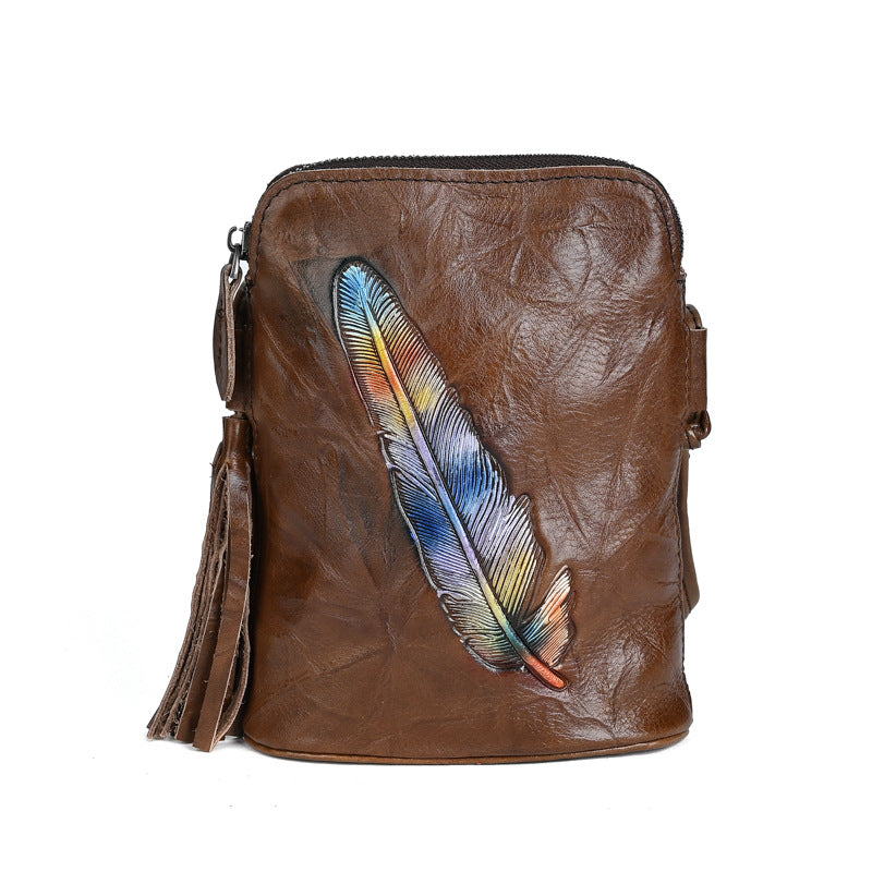 Women's Genuine Leather First Layer Cowhide Personality Crossbody Bags