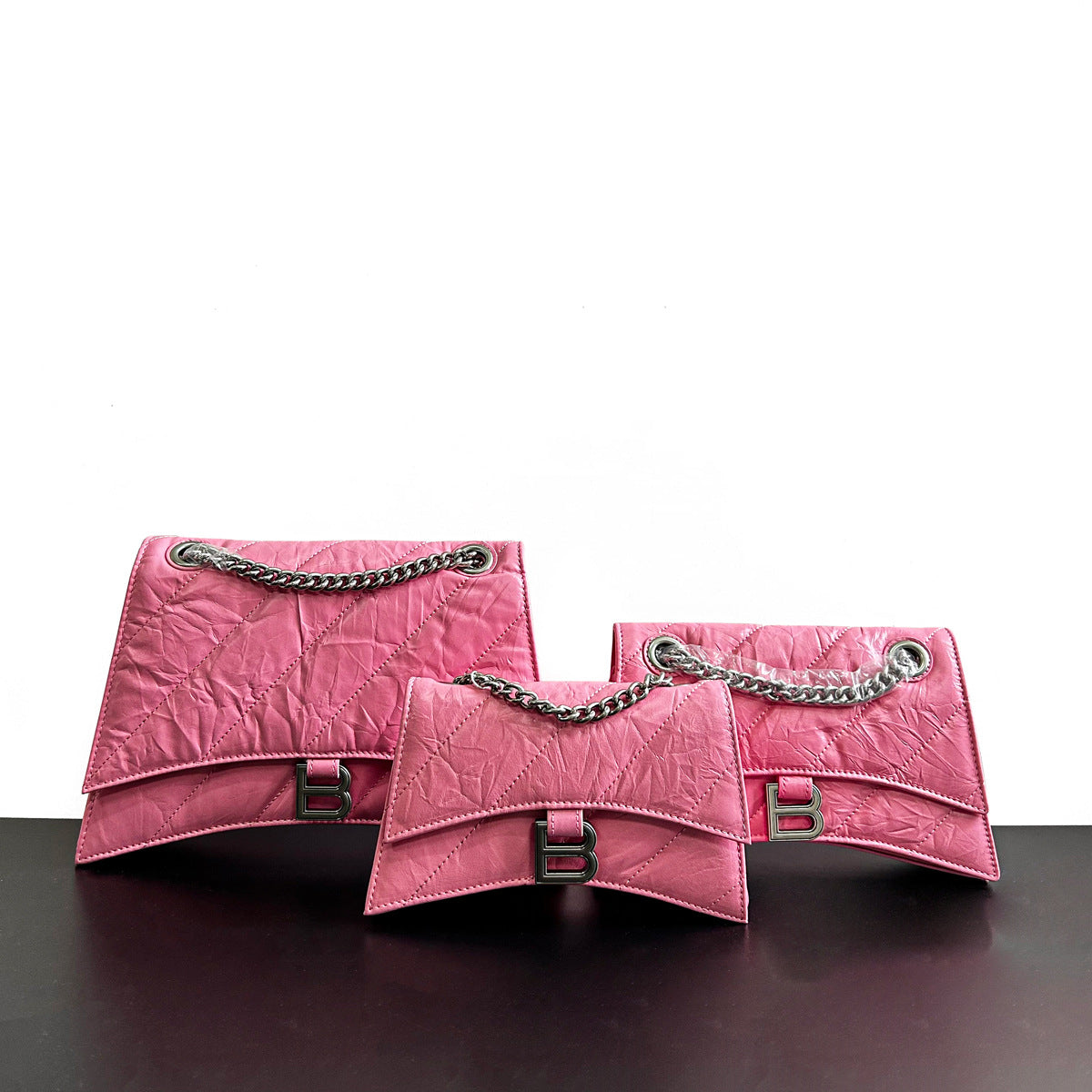 Women's High-grade First Layer Cowhide Hourglass Pleated Shoulder Bags