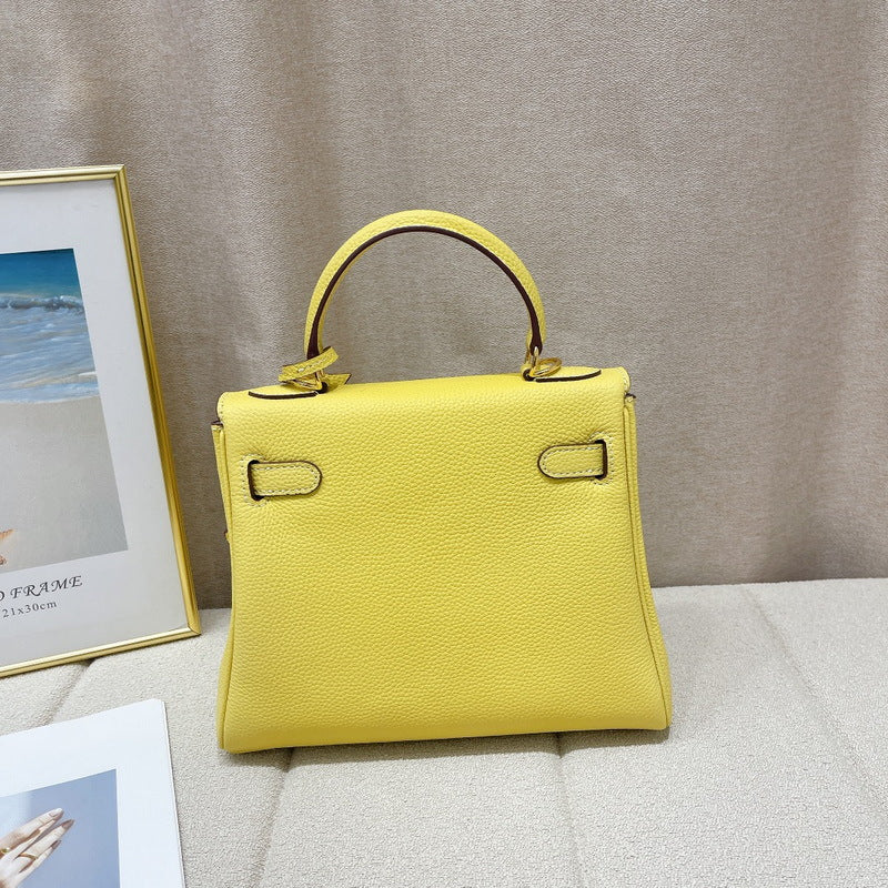 Women's Layer Cowhide Soft Leather Fine Lychee Pattern Inner Seam Handbags