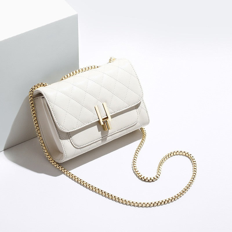 Genuine Leather Fashionable Rhombus Chain High-grade Crossbody Bags