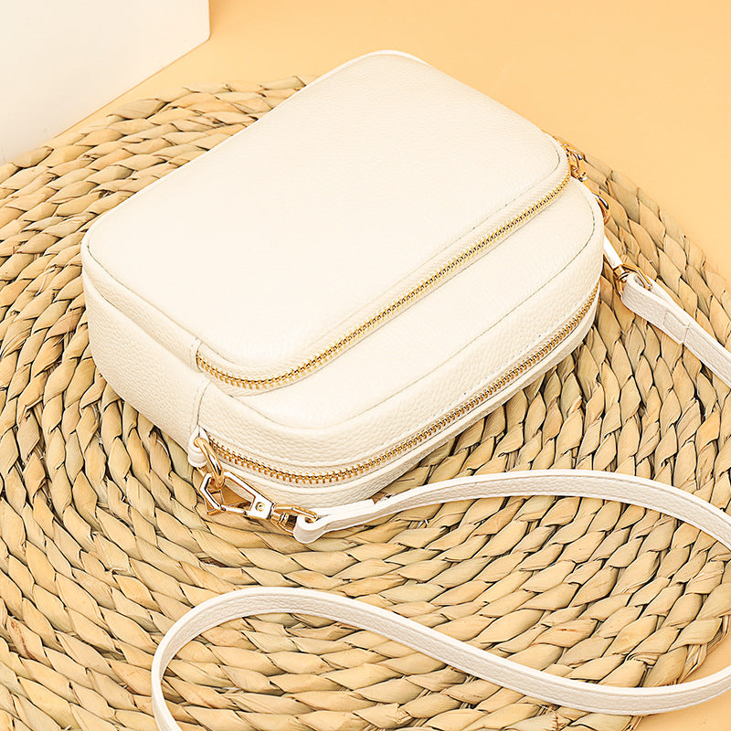 Women's Fashionable Simple Toe Cap Layer Cowhide Shoulder Bags