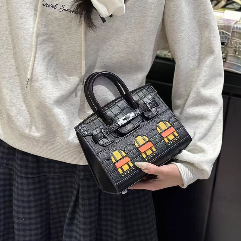 Women's House High-grade Exquisite Color Matching Design Crossbody Bags