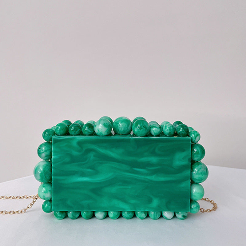 Women's Trendy Acrylic Cloud Glue Beads Clutch Evening Bags