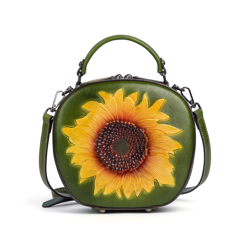 Women's Vegetable Tanned Leather Cowhide Portable High-grade Retro Shoulder Bags