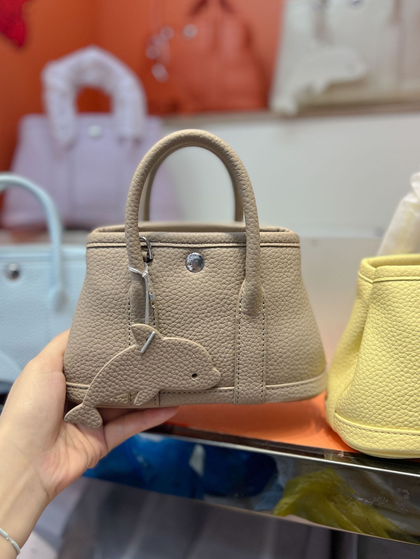 Mini Lychee Pattern Mobile Genuine Leather Handbags