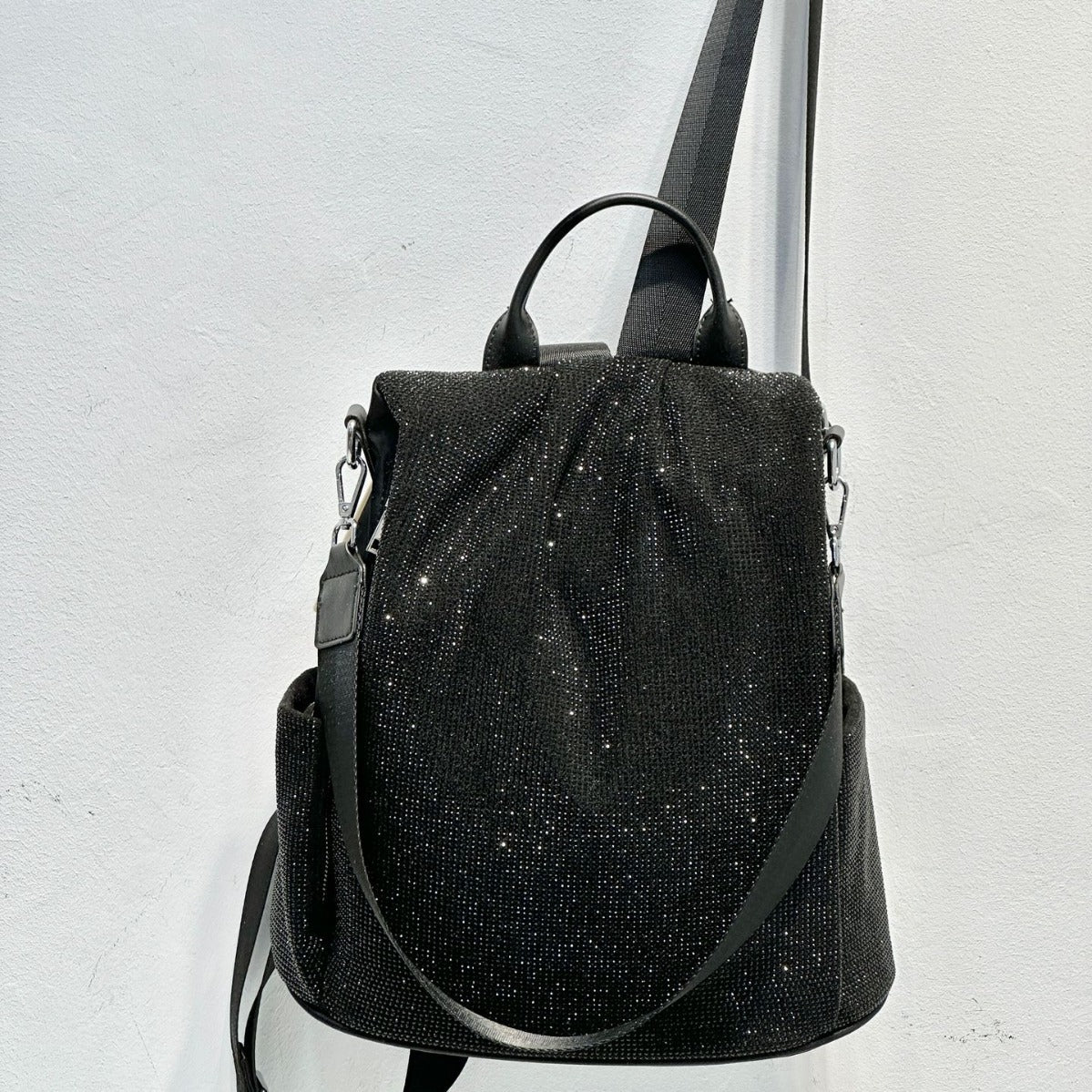 Women's Rhinestone Korean Style Versatile Sequin Fashion Large Backpacks