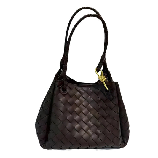 Women's Metal Cord Fastener Woven Large Portable Bags