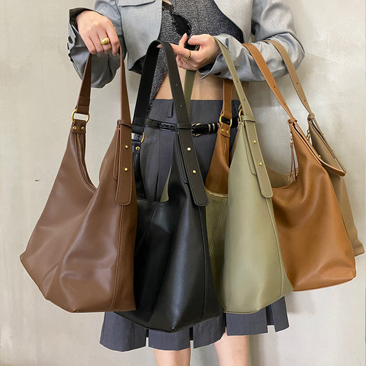 Women's Genuine Leather Big Commuter Soft Cowhide Shoulder Bags
