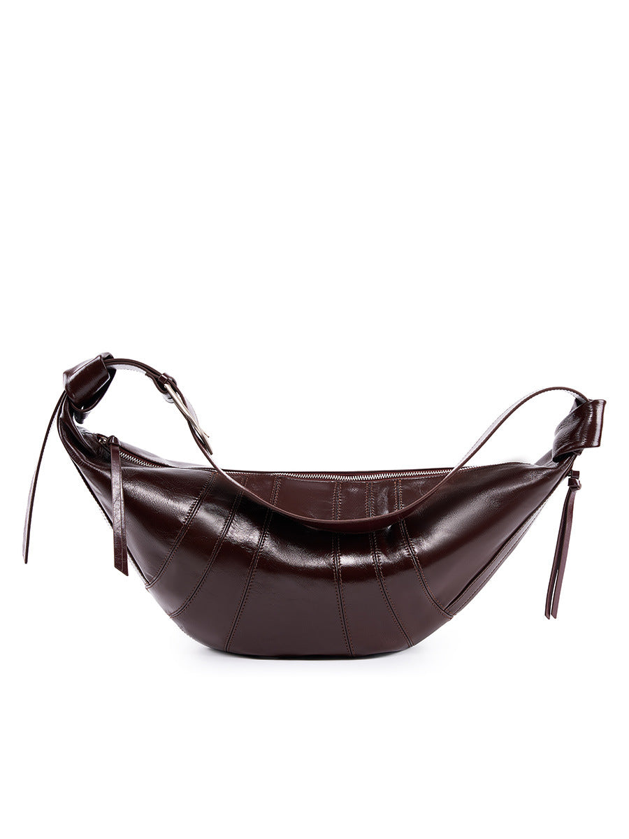 Women's Large Capacity Dumpling Genuine Leather Commuting Crossbody Bags