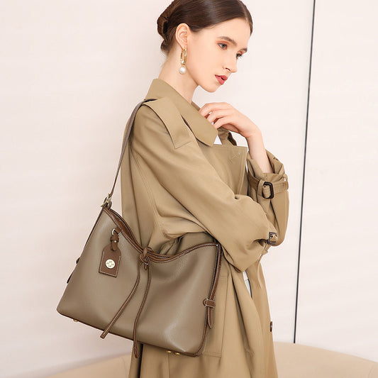 Women's High-grade Large Capacity First Layer Cowhide Armpit Bags
