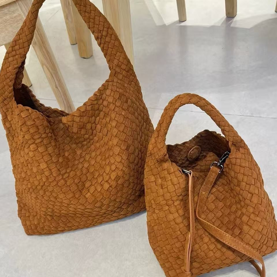 Women's High-grade Frosted Woven Fashionable Basket Shoulder Bags