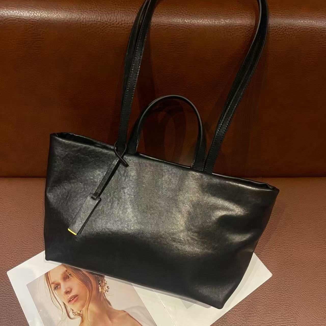 Layer Vegetable Tanning Leather Female Large Shoulder Bags