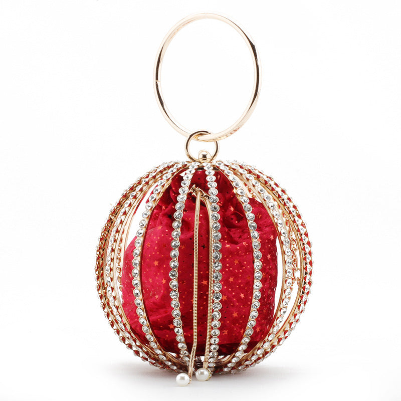 Women's Metal Hollow Address Ball Portable Diamond Evening Bags