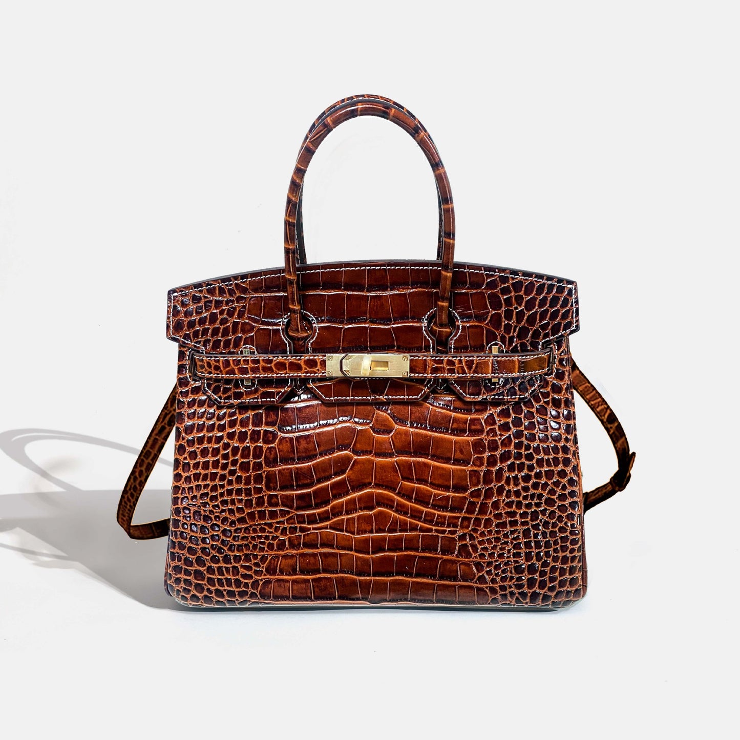 Women's High-grade Crocodile Pattern Cowhide Large Handbags