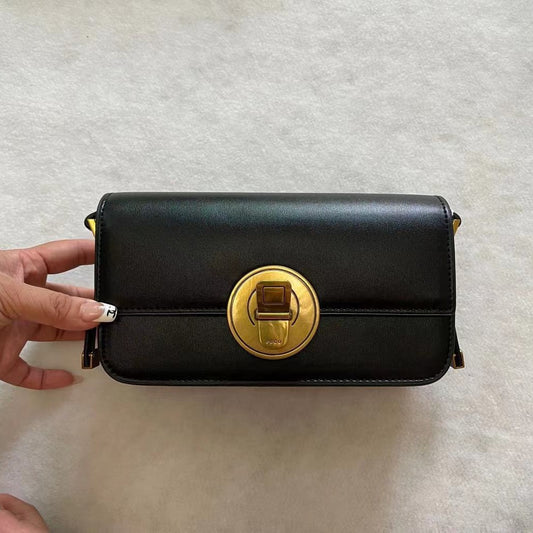 Women's Slouchy Genuine Leather Baguette Design Crossbody Bags