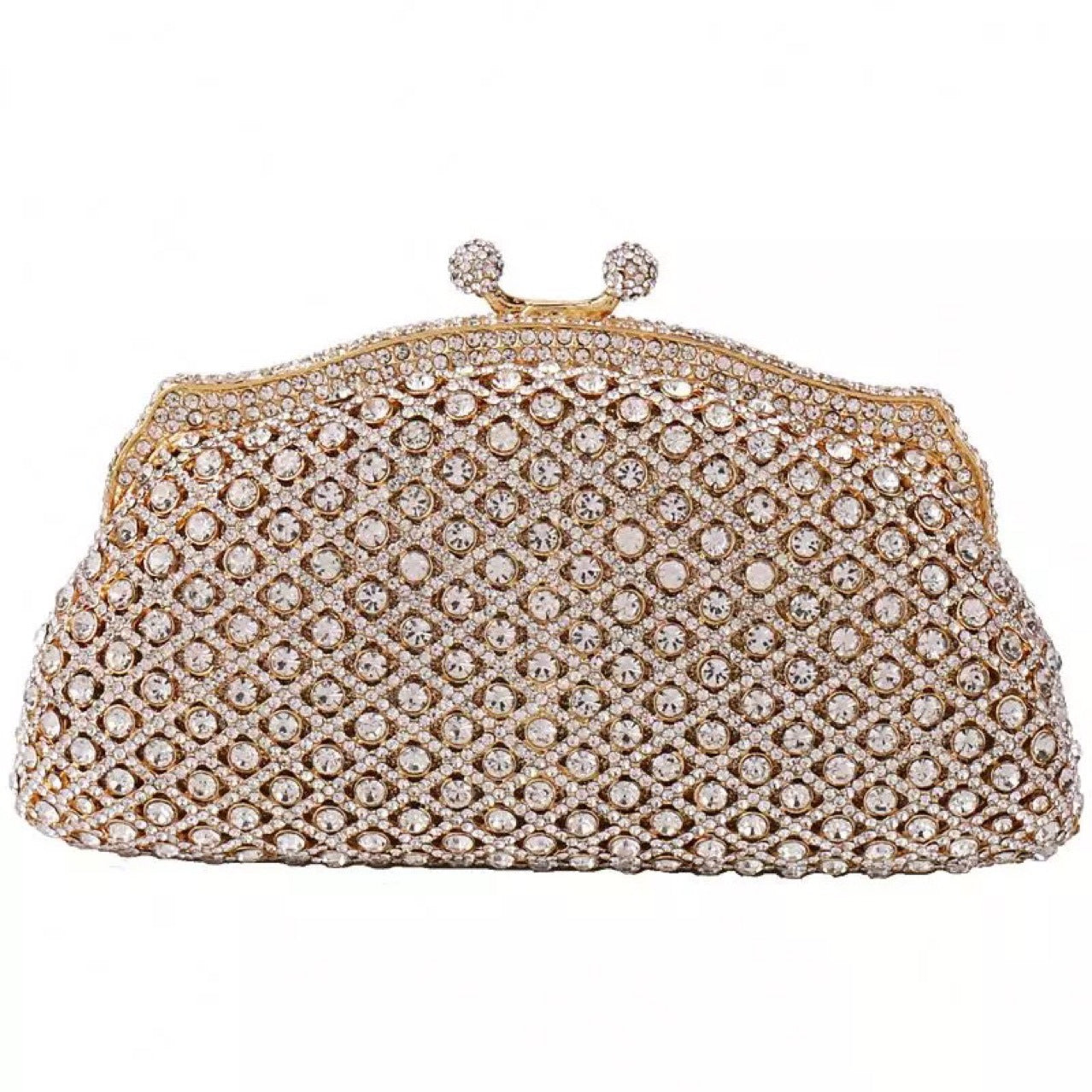 Women's Hollow Metal Diamond Plaid Banquet Crystal Evening Bags
