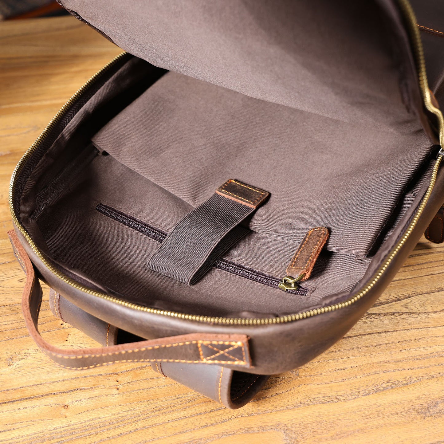 Men's Crazy Horse Leather First Layer Cowhide Backpacks