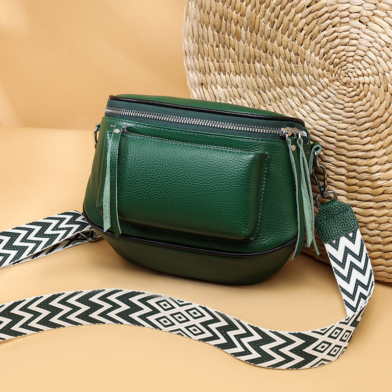 Women's Layer Cowhide Saddle Large Capacity Fashion Bags