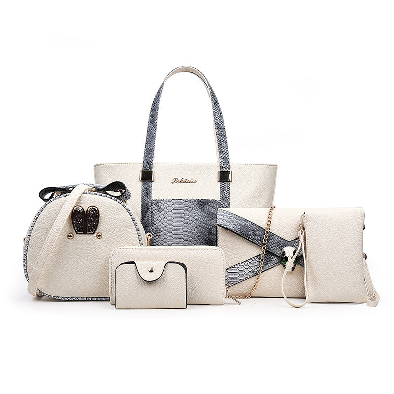 Women's Fashionable Embossed Snakeskin Pattern Portable Mother Shoulder Bags