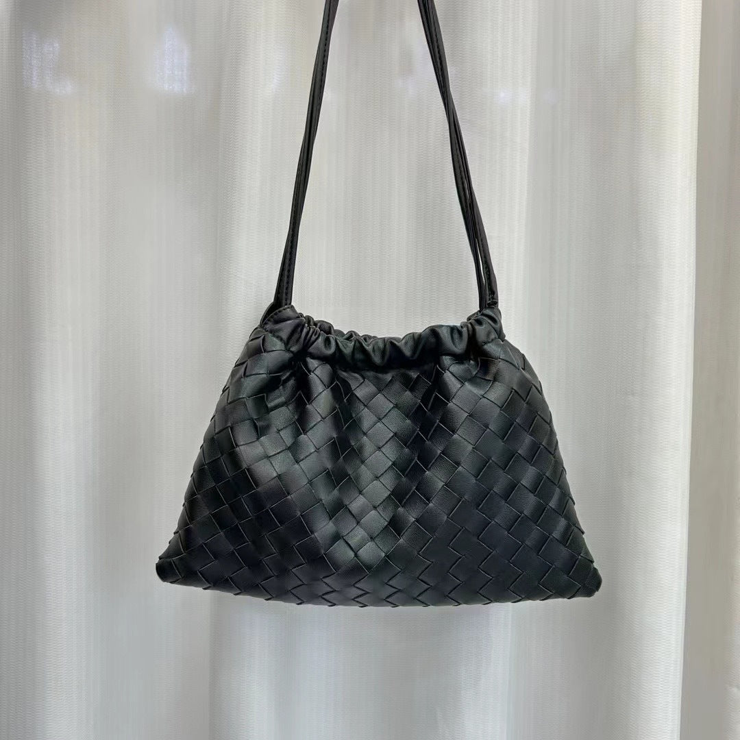 Women's Genuine Leather Fashion White One Drawstring Crossbody Bags