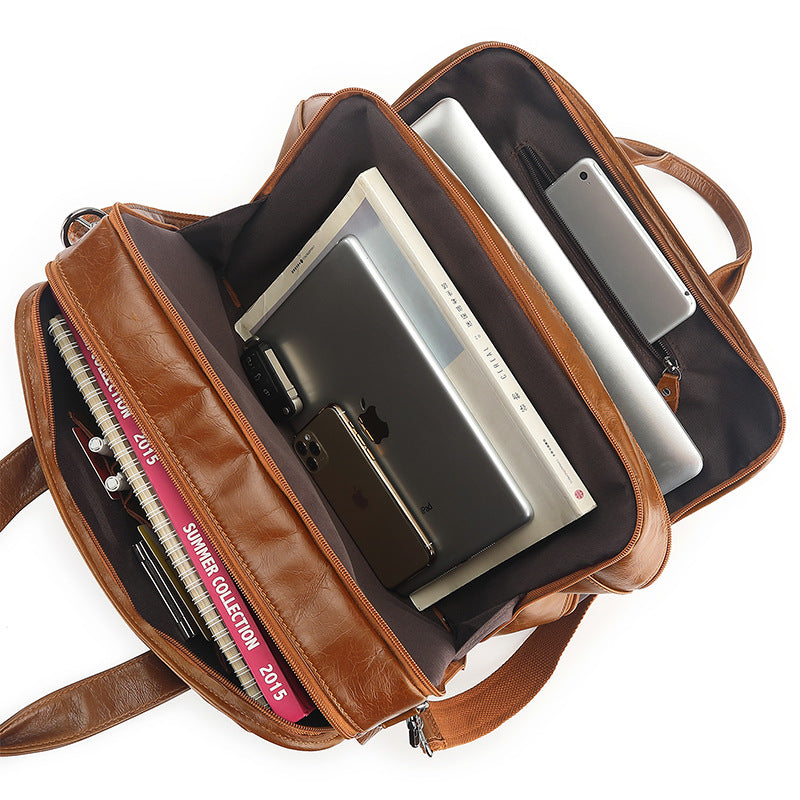 Men's Retro Genuine Leather Business Cowhide Bags