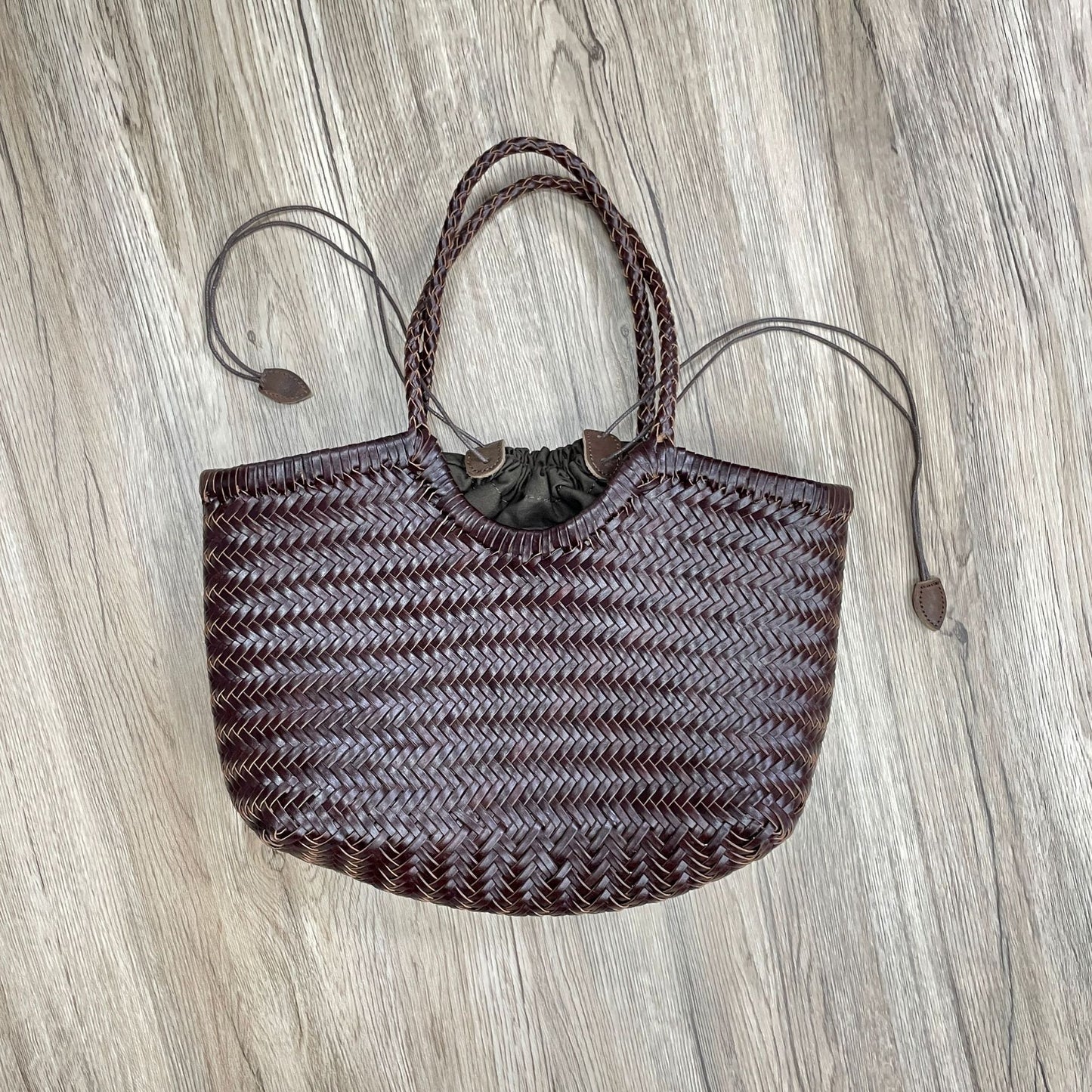 Women's Retro Woven Authentic Leather Weave Vegetable Handbags
