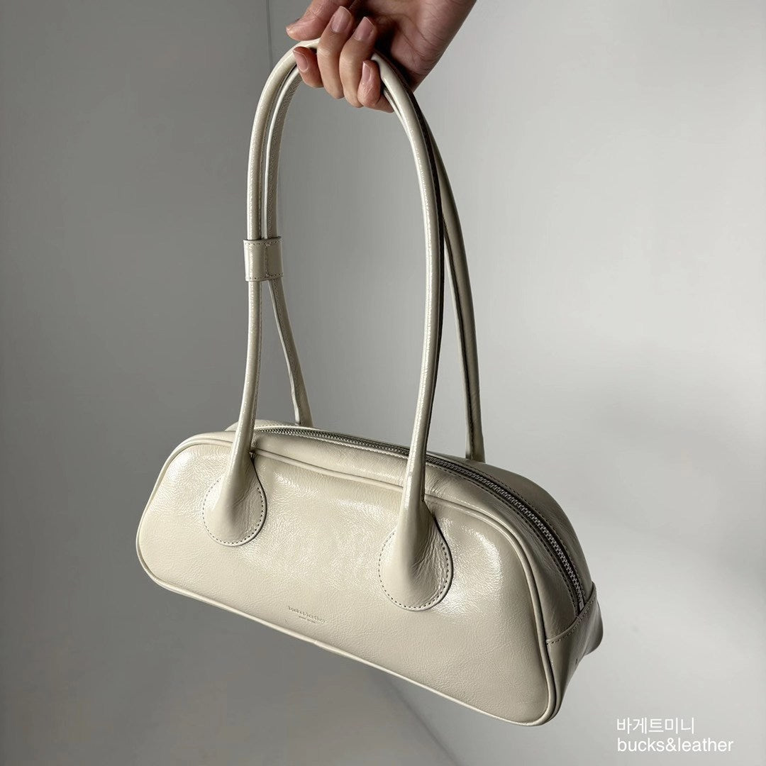 Cowhide Underarm Simple Double Strap French Shoulder Bags