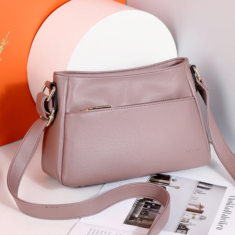 Women's Simple Mother's Soft Leather Large Capacity Crossbody Bags