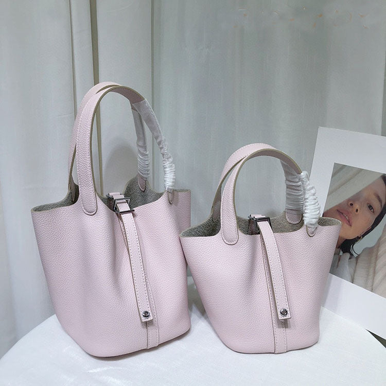 Women's Prepuce Vegetable Basket First Layer Cowhide Handbags