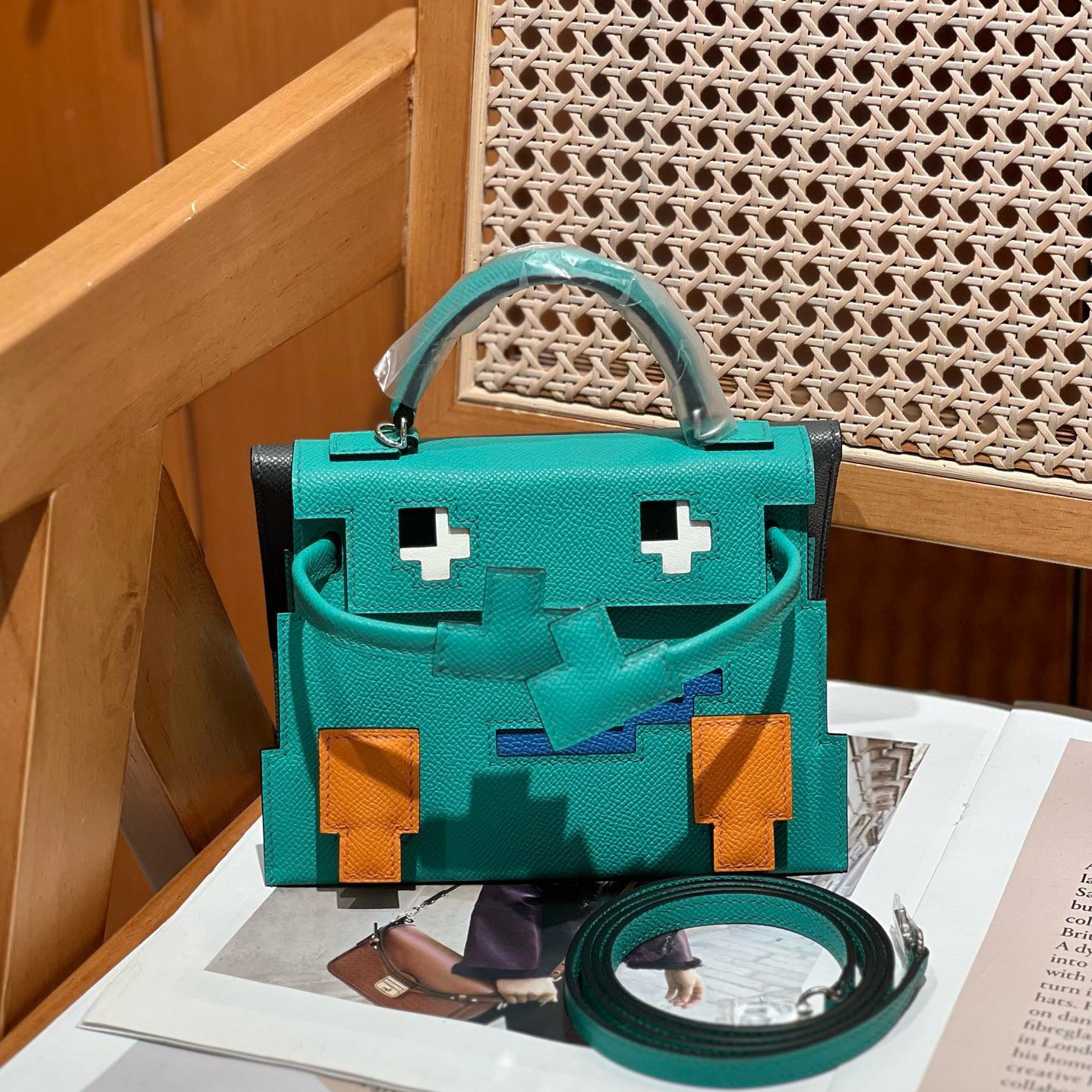 Women's Mosaic Doll First Layer Leather Crossbody Bags