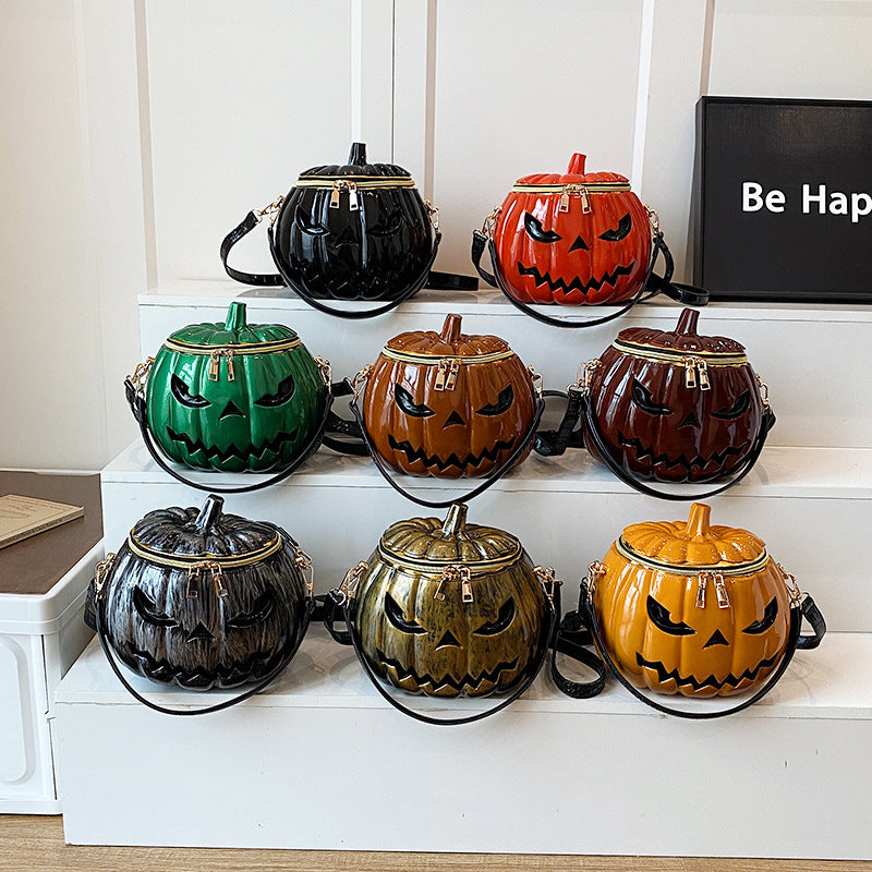 Women's Funny Simulation Pumpkin High-quality Halloween Portable Crossbody Bags