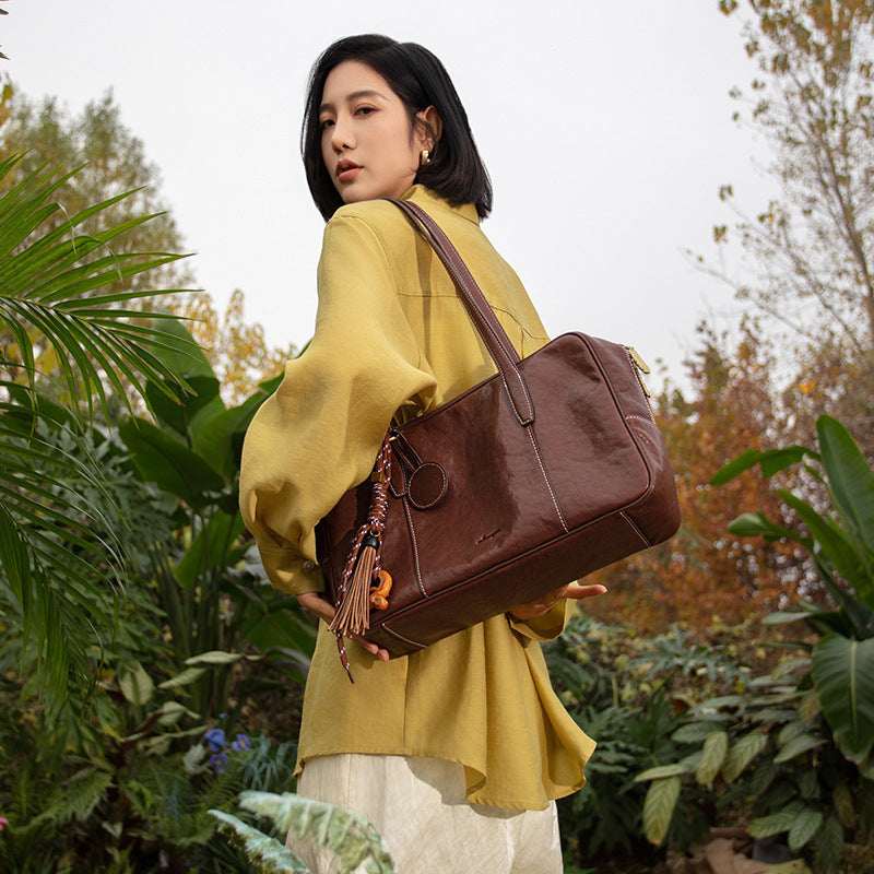 First Layer Vegetable Tanning Leather Portable Crossbody Bags