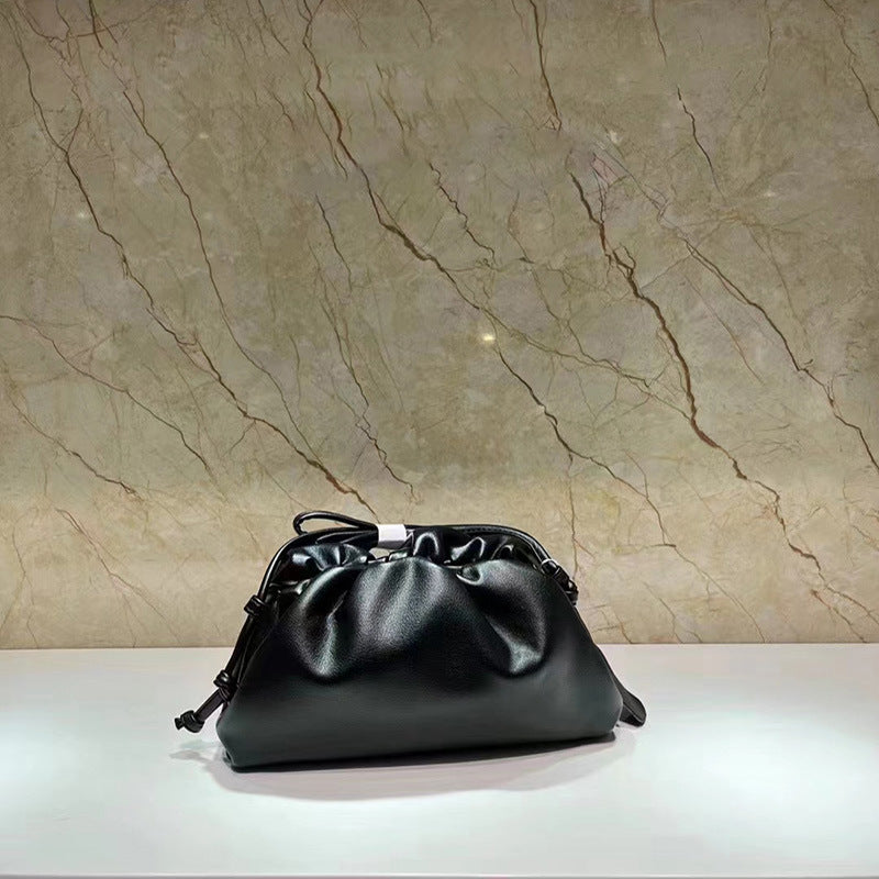 Women's Cow Leather Cloud Pleated Clutch Soft Crossbody Bags