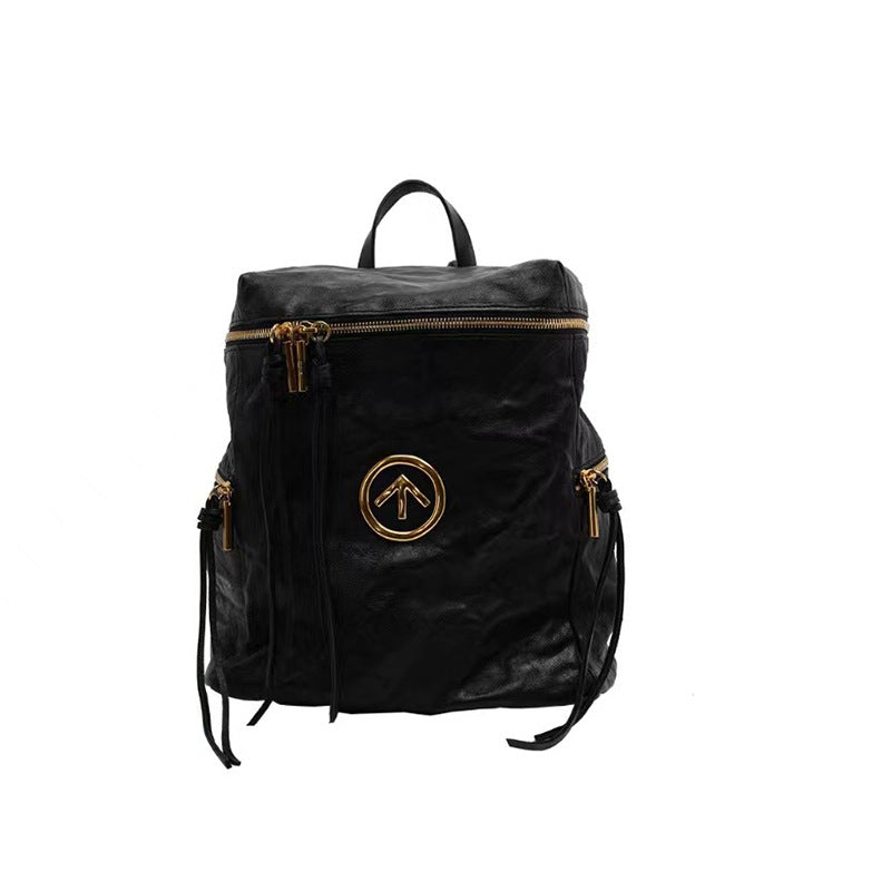 Women's Pleated Italian Black Stone Water Ripple Bags