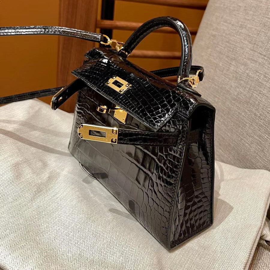 Women's Crocodile Pattern Kelly Mini Second Generation Callie Crossbody Bags