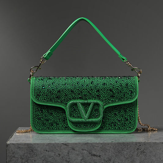 Bright Crystal Sliding Chain Fashion Flip Crossbody Bags