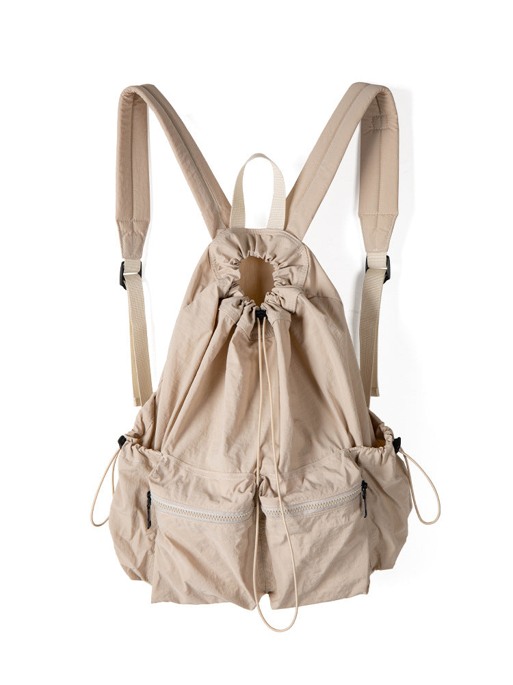 Women's Korean Style Niche Drawstring Leisure Lightweight Backpacks