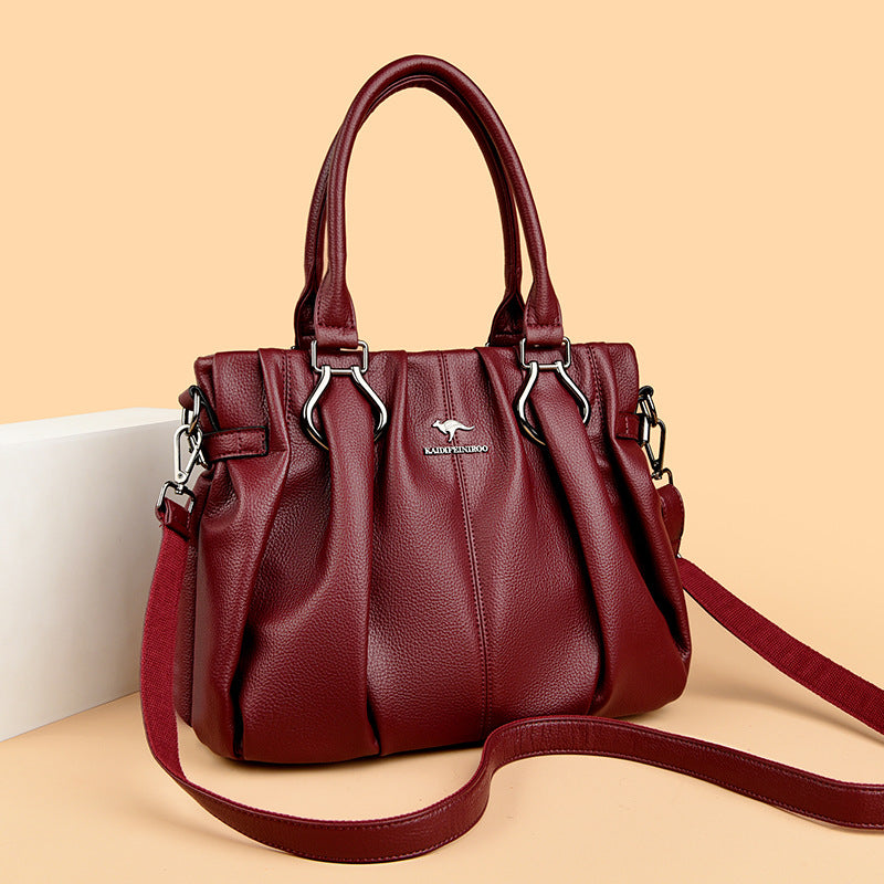 Women's Leather Retro Solid Color Large Capacity Shoulder Bags