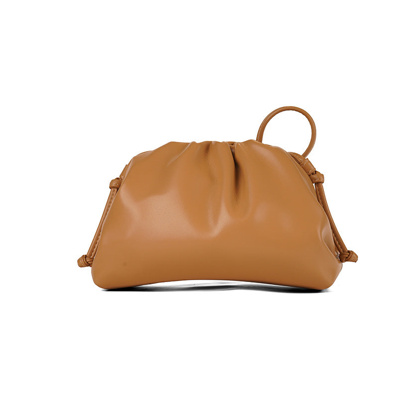 Korean Style Solid Color Soft Leather Clutch Shoulder Bags