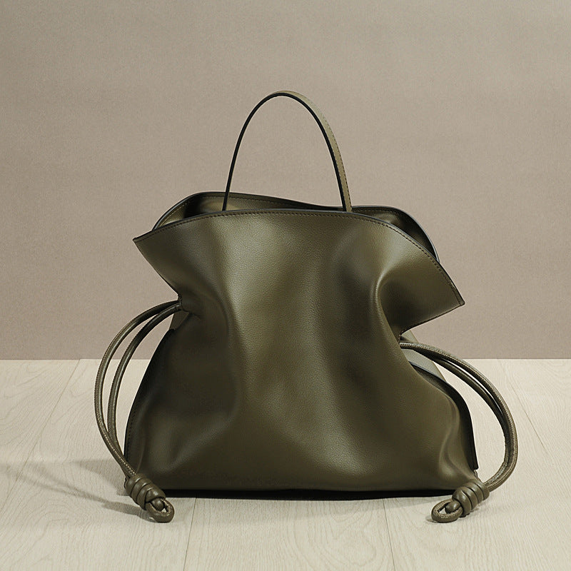 Women's Genuine Leather Soft Cowhide Drawstring Lucky Crossbody Bags