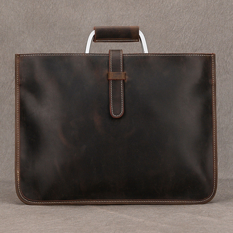 Men's Horse Leather Vintage Document Genuine Horizontal Men's Handbags