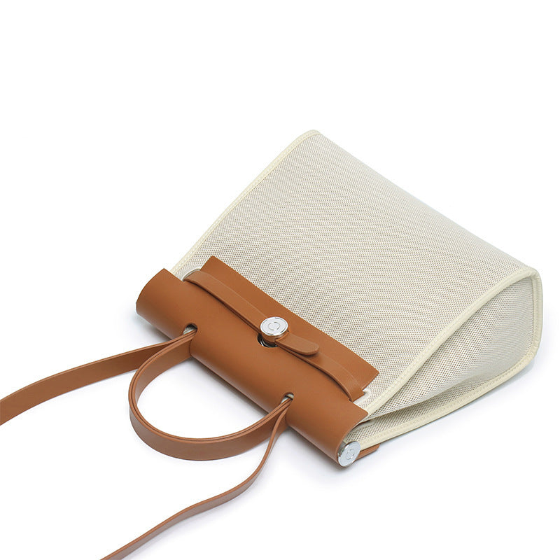 Women's Cowhide Canvas Portable Advanced Genuine Leather Handbags