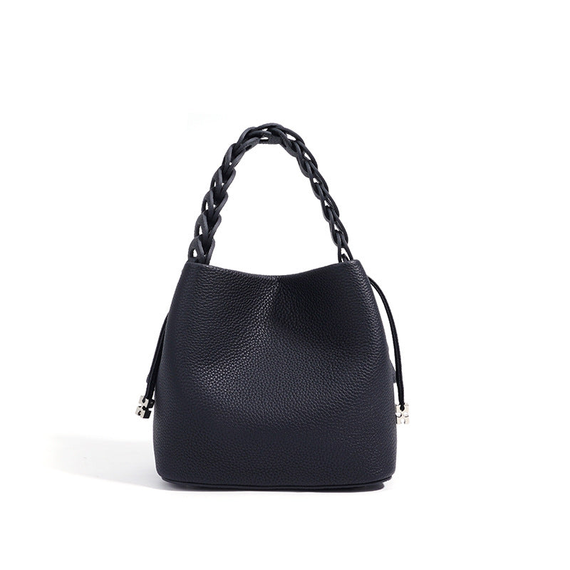 Genuine Leather Black Cowhide Female Niche Crossbody Bags