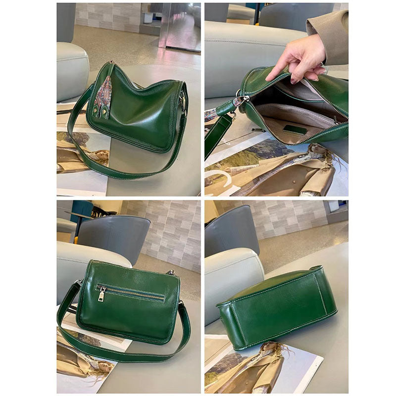 Women's Genuine Leather Underarm Large Capacity Soft Wide Bags