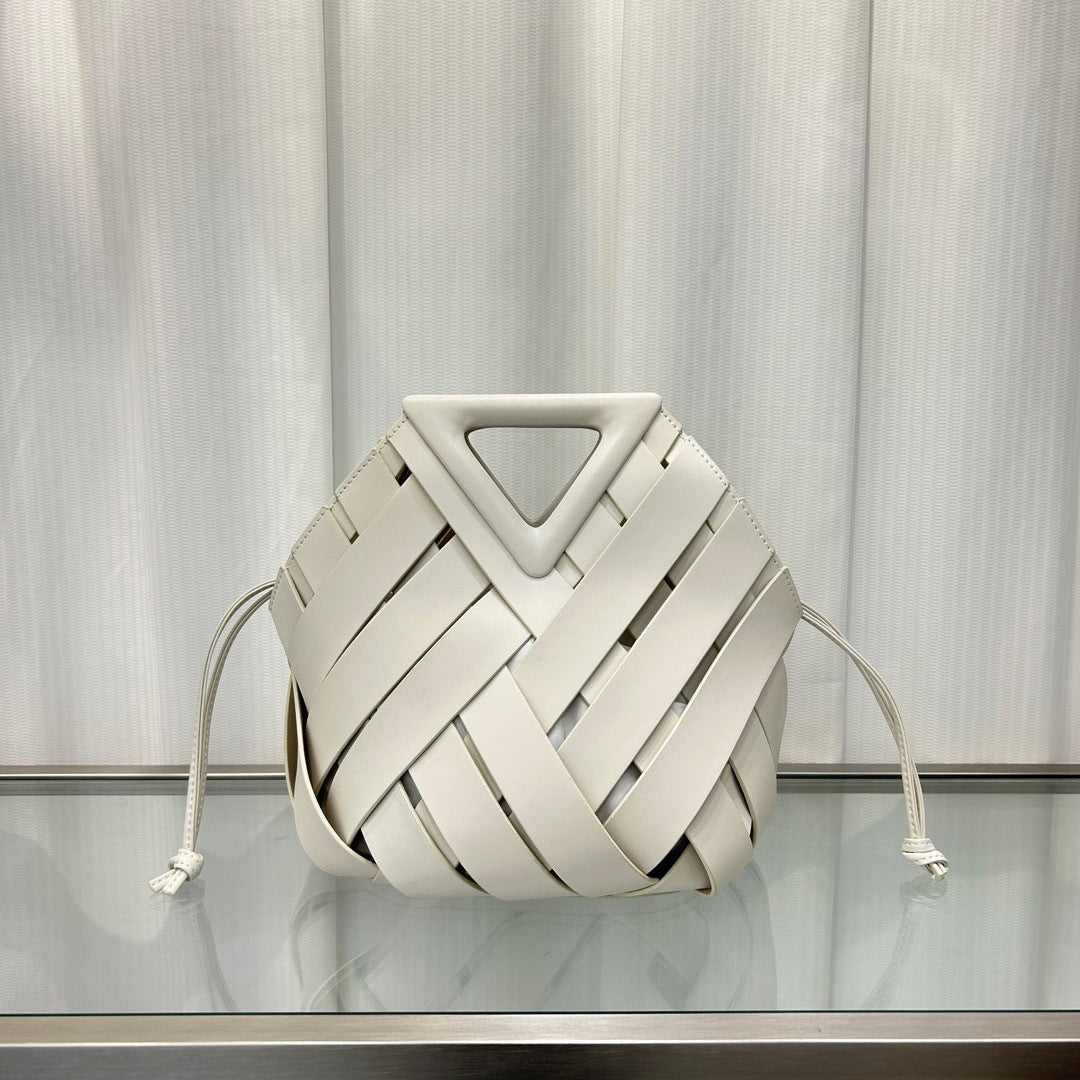 Women's Triangle Magnetic Authentic Leather Weave Hollow Crossbody Bags