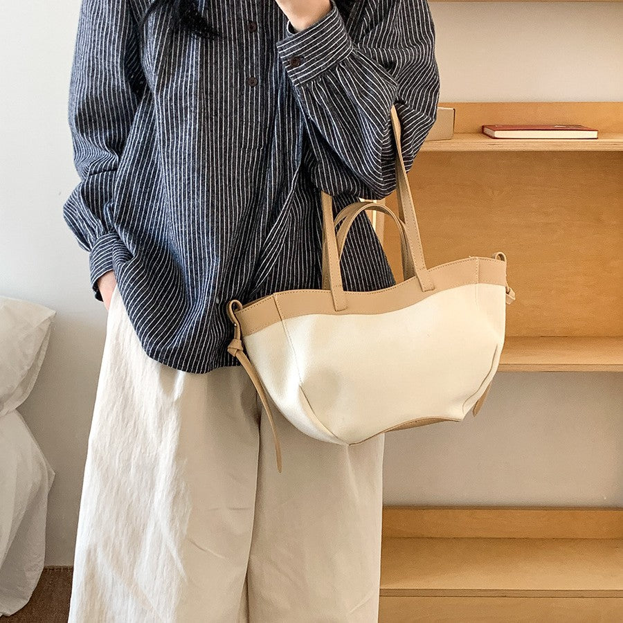 Capacity Commute Design High-grade Canvas Stitching Shoulder Bags