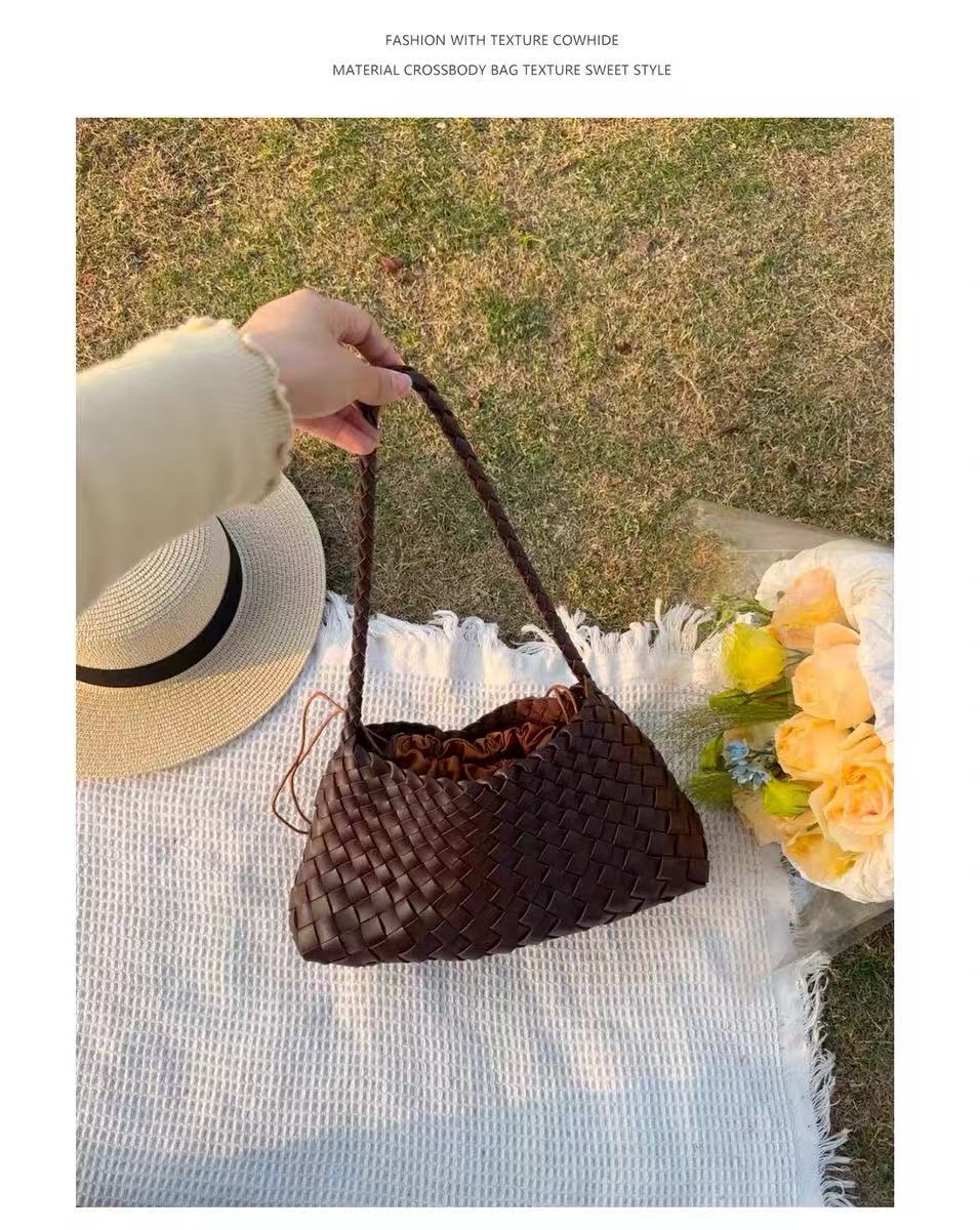 Women's Genuine Leather Hand-woven Underarm High-grade Versatile Shoulder Bags