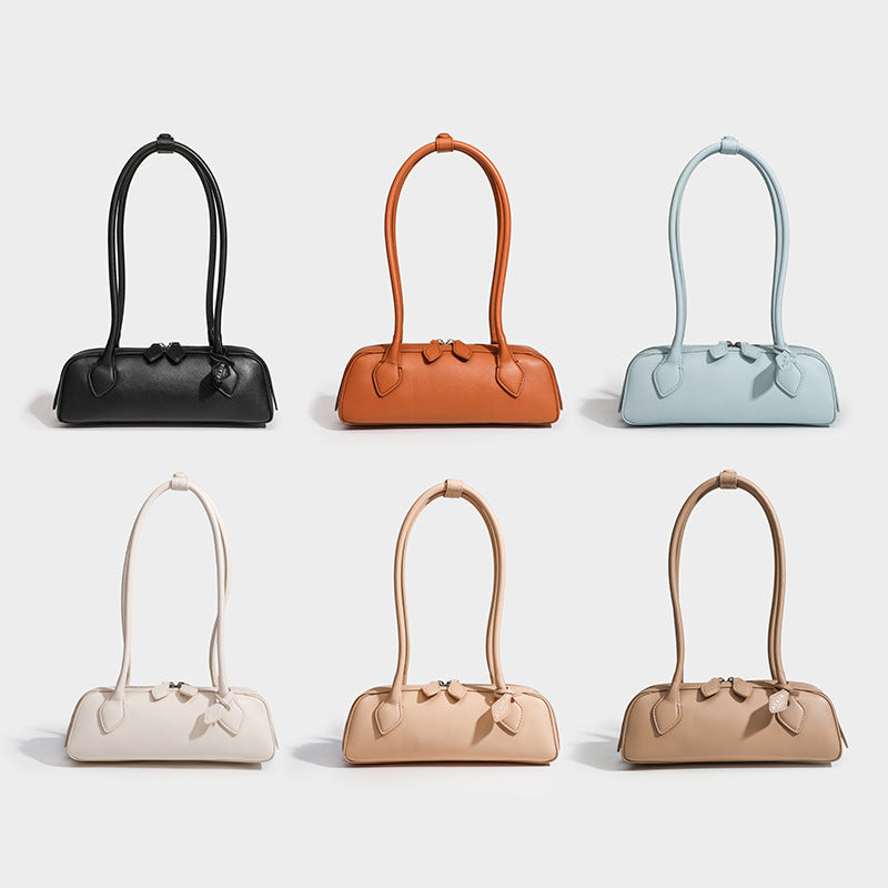 Women's French Minority Sausage Vintage Underarm Baguette Leather Crossbody Bags