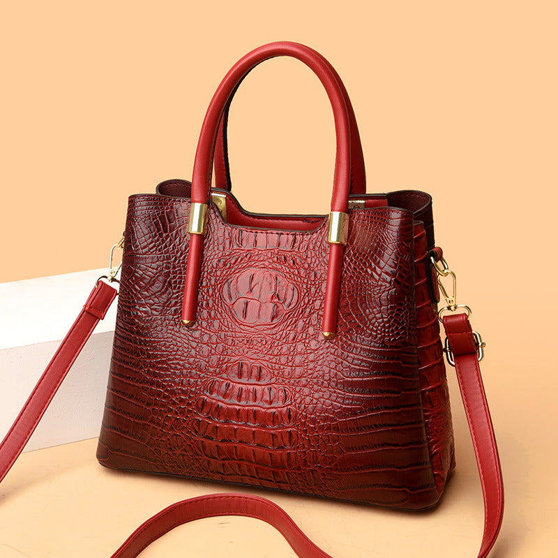 Women's Trendy Female Crocodile Pattern Fashion Handbags