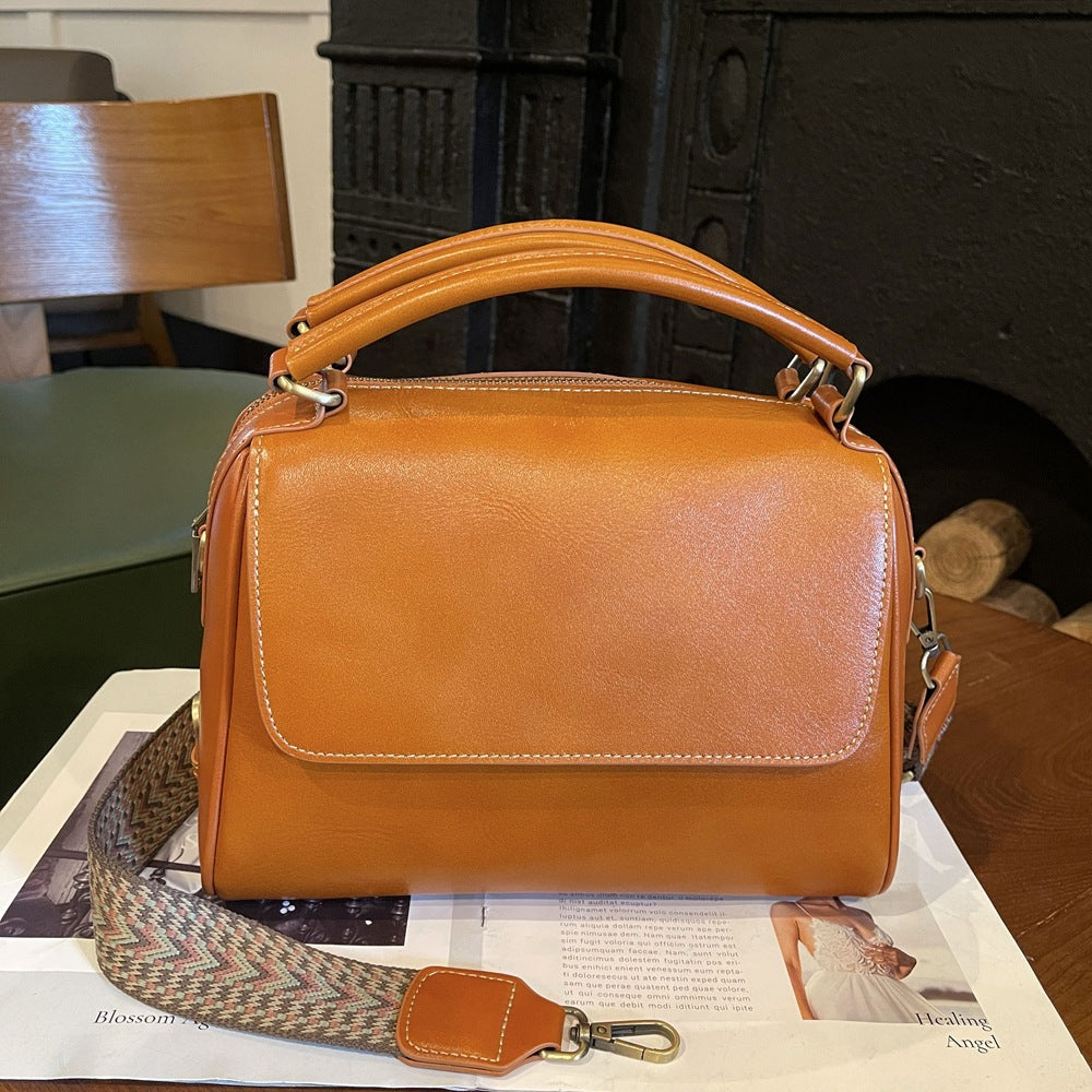 Women's Soft Leather Retro Boston Live Portable Crossbody Bags